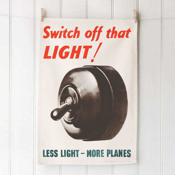 COTTON TEA TOWEL: Switch off that LIGHT!