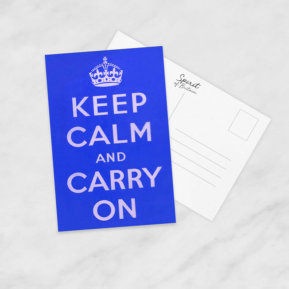 POSTCARD (Pack of 10): Keep Calm And Carry On - Blue. ML0091