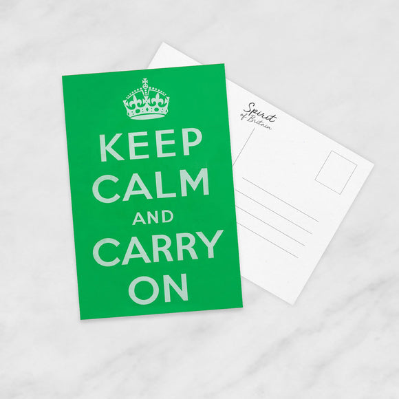POSTCARD (Pack of 10): Keep Calm and Carry On - Green. ML0089