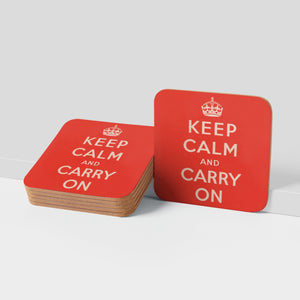 COASTER (Pack of 10): Keep Calm And Carry On - Red. ML0126