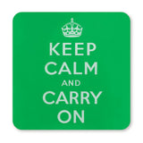 COASTER (Pack of 10): Keep Calm And Carry On - Green. ML0123