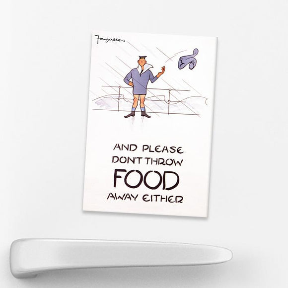 MAGNET (Pack of 10): 'And Please Don't Throw Food Away Either!' - Navy. ML0122
